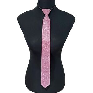 Pink Crystal Necktie Bling Rhinestones Tie Necklace Chain Statement Jewelry